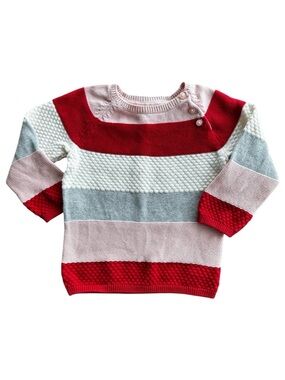 H&M Festive Christmas Holiday Sweater Pink White Red Silver | Size 12-18 months